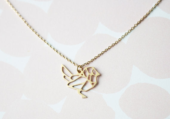 A Tea Leaf Jewelry - Bird Geometric Necklace | Silver Plated