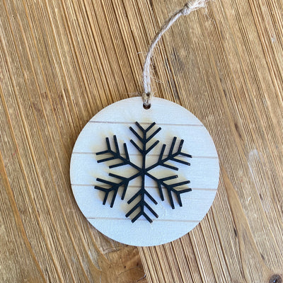 Black and White Farmhouse Ornament-Snowflake