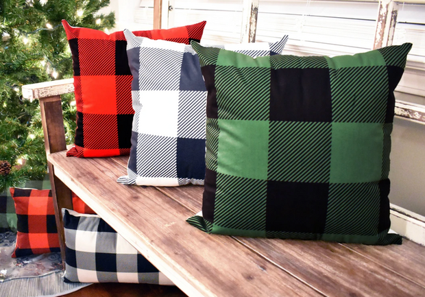 Red and Black Plaid-Pillow Cover